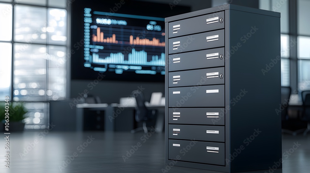 Modern File Cabinet in Office Setting Modern File Cabinet in Office Setting