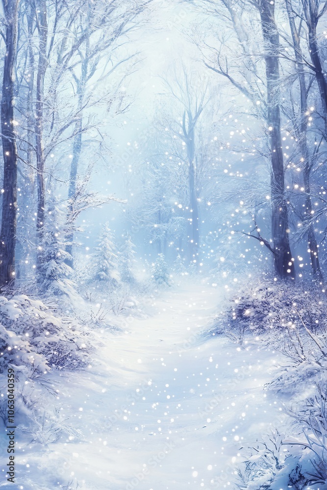 Fototapeta premium Enchanting winter wonderland with a snow covered forest landscape and serene atmosphere
