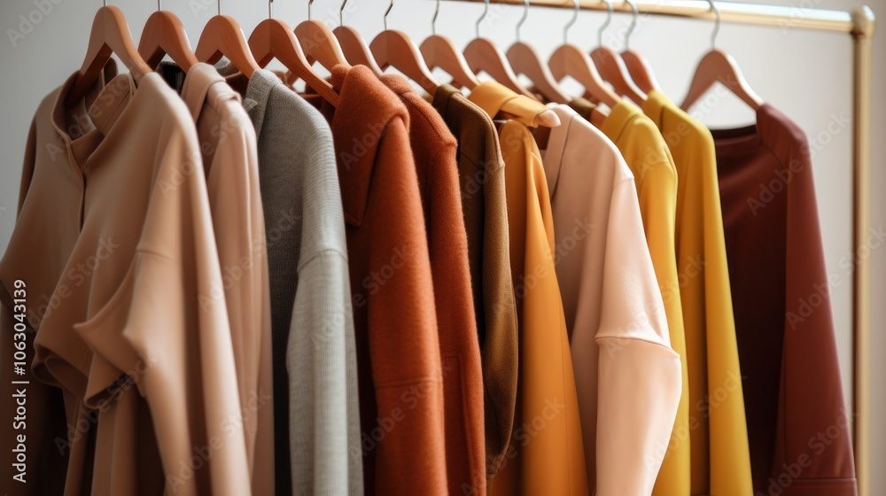 Row of Clothes Hanging On Racks Row of Clothes Hanging On Racks