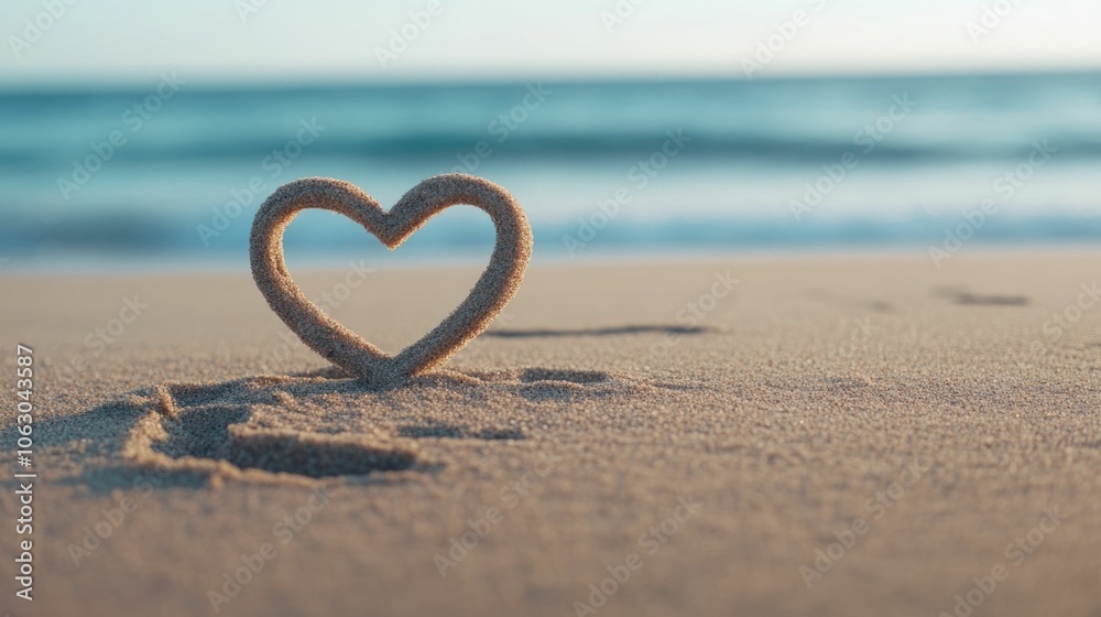 Timeless Love Symbolized by a Heart Drawn in the Sandy Beach with a Serene Tranquil Atmosphere and Blurred Ethereal Background Timeless Love Symbolized by a Heart Drawn in the Sandy Beach with a Serene Tranquil Atmosphere and Blurred Ethereal Background