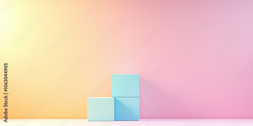 Three pastel blocks on a gradient pastel background. Three pastel blocks on a gradient pastel background.
