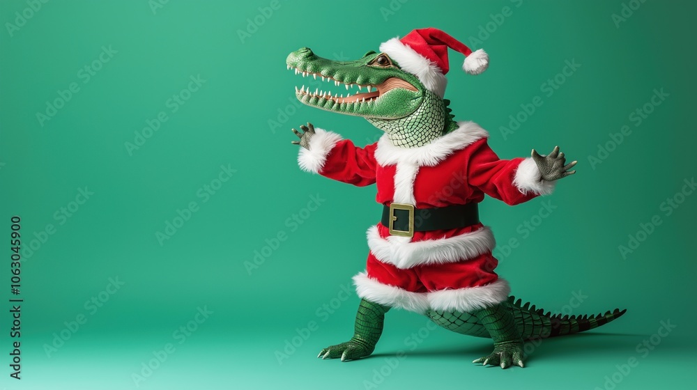 Dancing Crocodile in Santa Outfit Dancing Crocodile in Santa Outfit