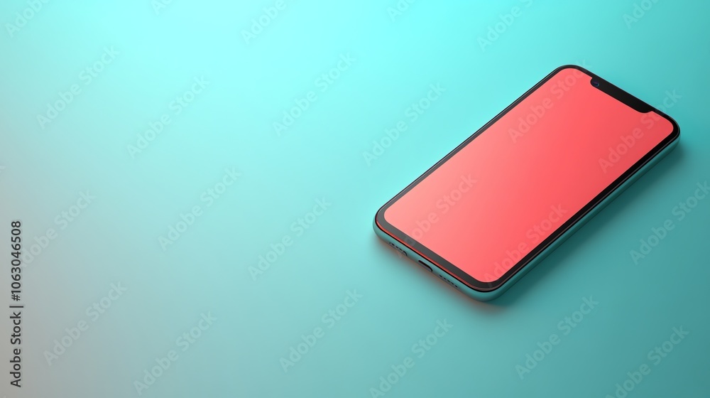 A smartphone with a pink and yellow gradient screen on a pink and blue background. A smartphone with a pink and yellow gradient screen on a pink and blue background.