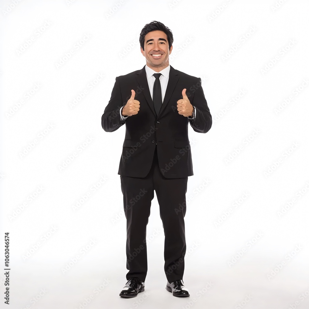 Happy Businessman in Suit Giving Thumbs Up Happy Businessman in Suit Giving Thumbs Up