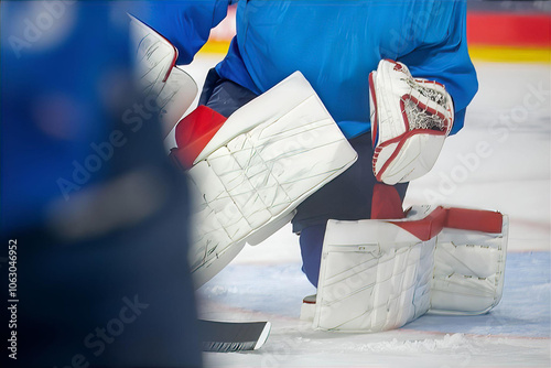 Canvas Print Symbolbild Eishockey: Nahaufnahme von einem Eishockeytorwart