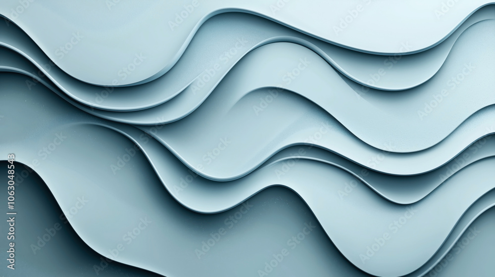 Abstract geometric background featuring layered wave-like patterns in various shades of blue and gray, creating a textured and fluid visual effect.
