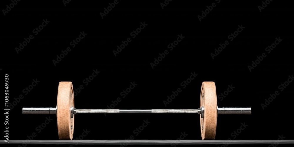 Barbell with weights, isolated on black background. Barbell with weights, isolated on black background.