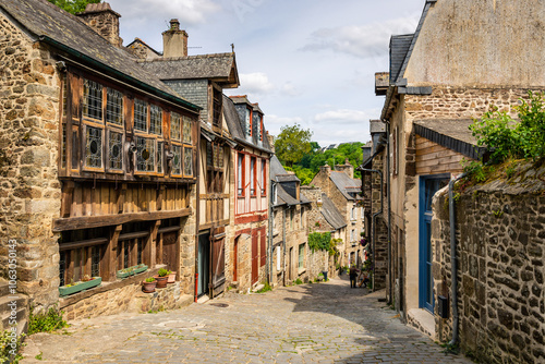 Fototapeta Naklejka Na Ścianę i Meble -  Charming Streets of Dinan, Brittany, Northwest France