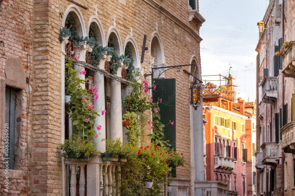 Venice, Italy traditional houses, street view Venice, Italy traditional houses, street view