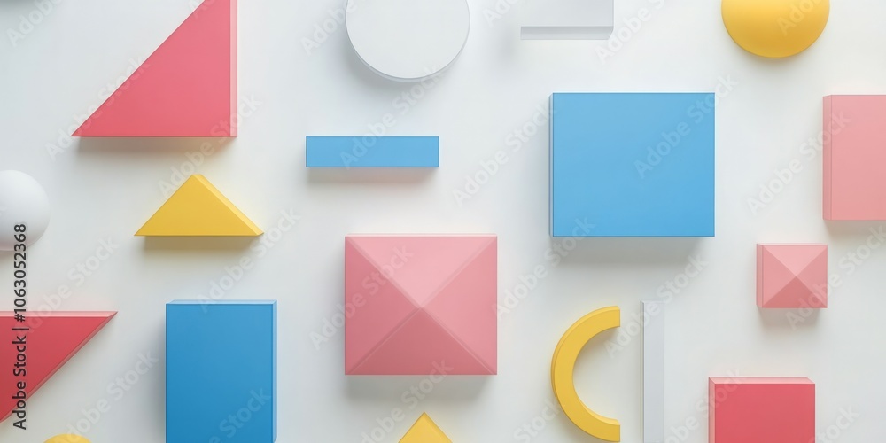 Colorful simple geometric shapes (rectangle, triangle, ellipse, round) on a white background Colorful simple geometric shapes (rectangle, triangle, ellipse, round) on a white background