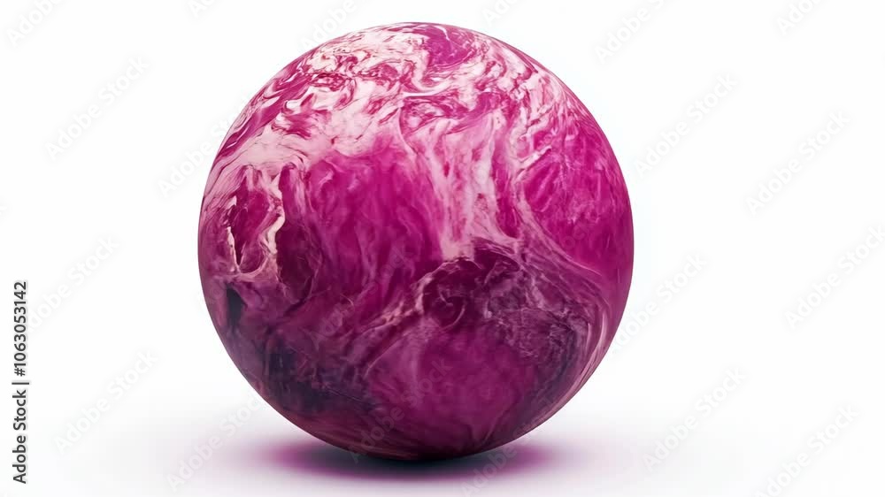 A vibrant purple and white sphere sits on a white surface A vibrant purple and white sphere sits on a white surface