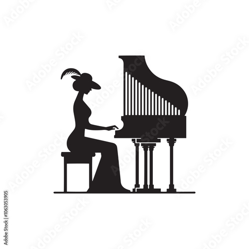 Clavichord Silhouette - Clavichord Illustration - Classical Music Instrument Vector.