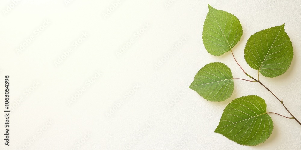 Fototapeta premium Green leaves on a white isolated background.