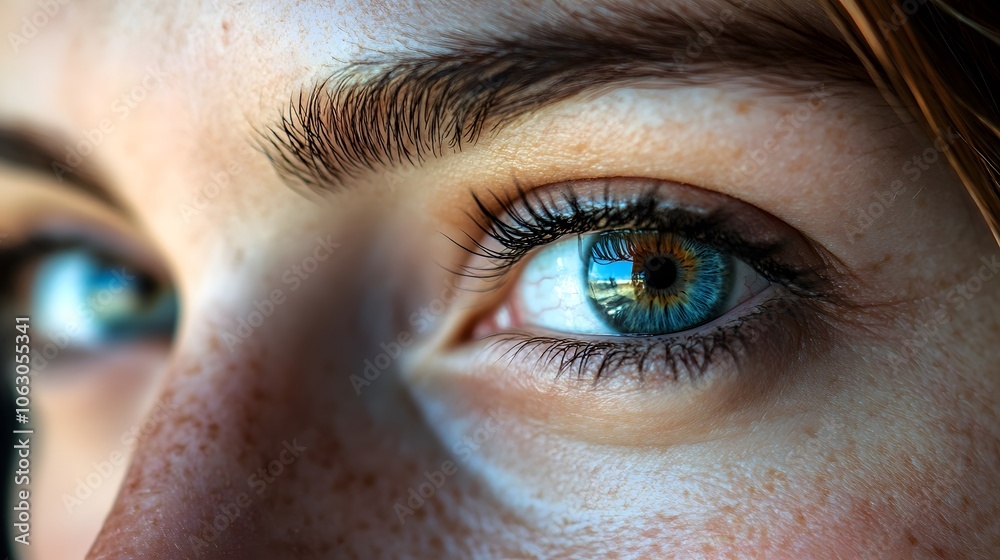 Close-up of a Blue Eye with a Reflection of the Sky