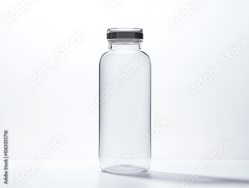 Transparent Sports Bottle on White Background