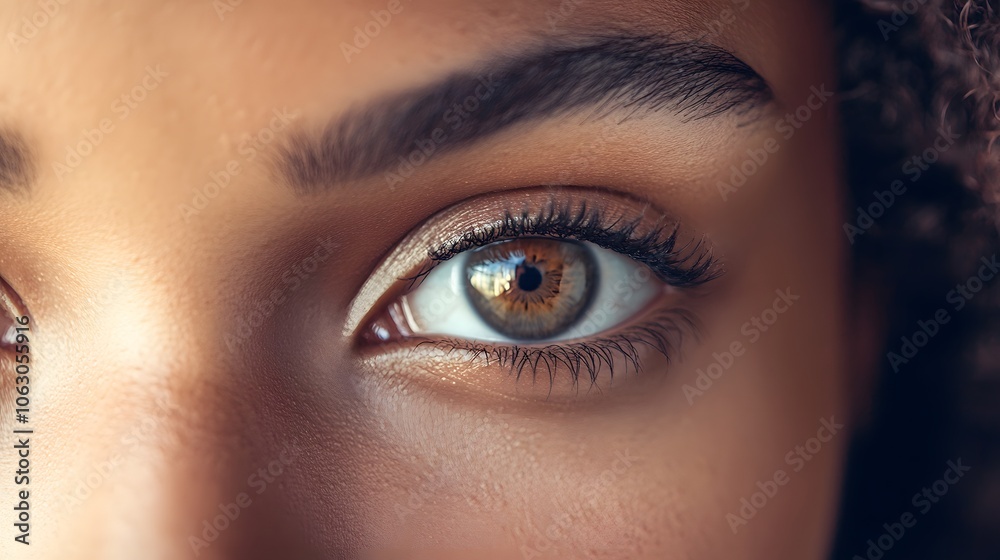 Close-up of a Brown Eye with Makeup and Eyelashes Close-up of a Brown Eye with Makeup and Eyelashes
