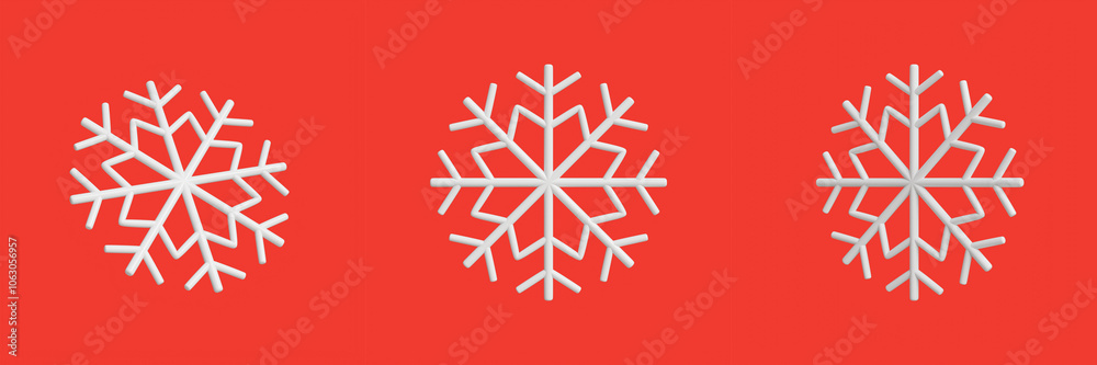 Set of Snow Particle Christmas Decoration 3D Illustration Isolated Set of Snow Particle Christmas Decoration 3D Illustration Isolated