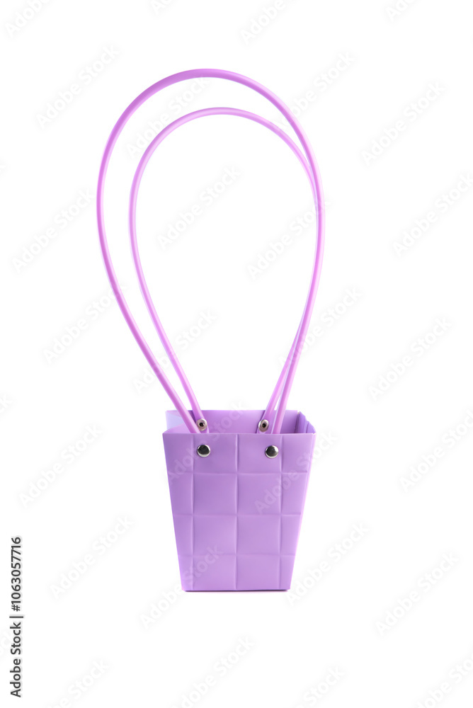 Plym package bag for flowers made of corrugated cardboard on white background Plym package bag for flowers made of corrugated cardboard on white background
