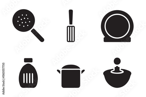 Cooking silhouette vector fill art pack for mobile app and web.
