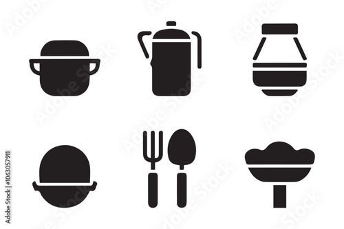 Cooking silhouette vector fill art pack for mobile app and web.