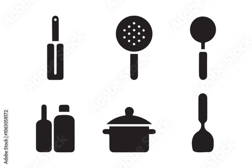 Cooking silhouette vector fill art pack for mobile app and web.