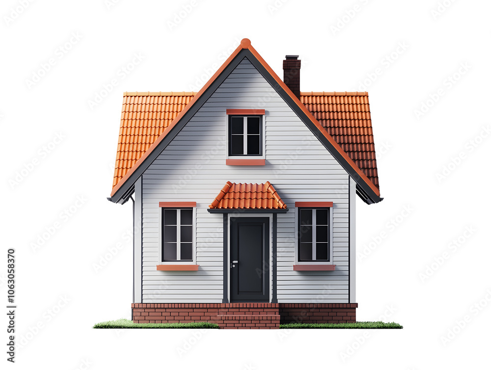 a small single family house with tiny modern touches white background. Generative AI a small single family house with tiny modern touches white background. Generative AI