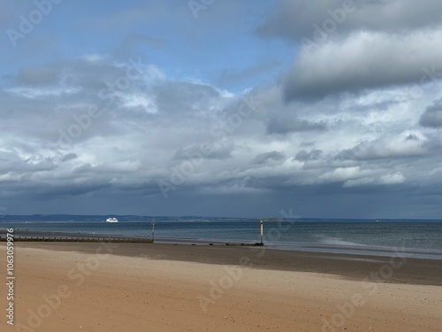 Clouds over the Portobello beach and the Firth of Forth, City of Edinburgh, Scotland, United Kingdom, August 2023