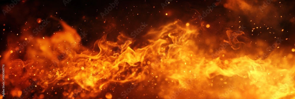 Obraz premium Fire flames on black background.