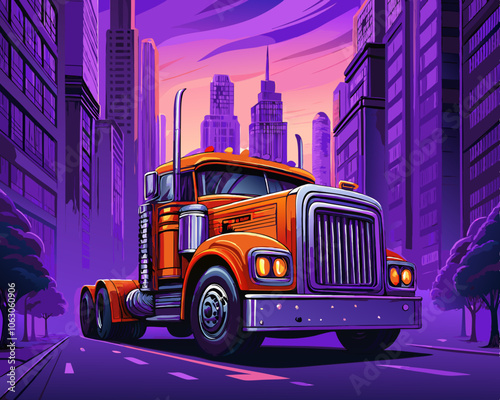 american truck, bold negative color illustration