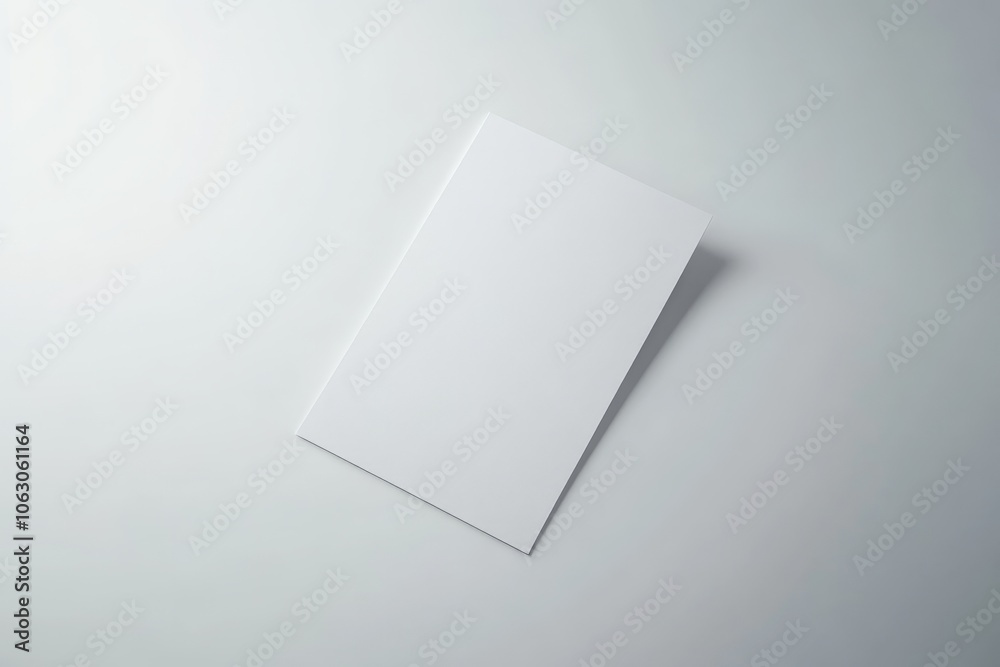 A clean, blank sheet of paper lies vertically on a light grey surface, its smooth texture and simplistic design creating an atmosphere of potential and serenity. A clean, blank sheet of paper lies vertically on a light grey surface, its smooth texture and simplistic design creating an atmosphere of potential and serenity.