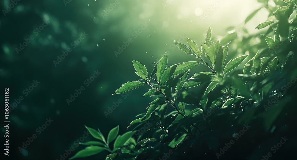 Lush green foliage illuminated by sunlight in a forest setting. Lush green foliage illuminated by sunlight in a forest setting.
