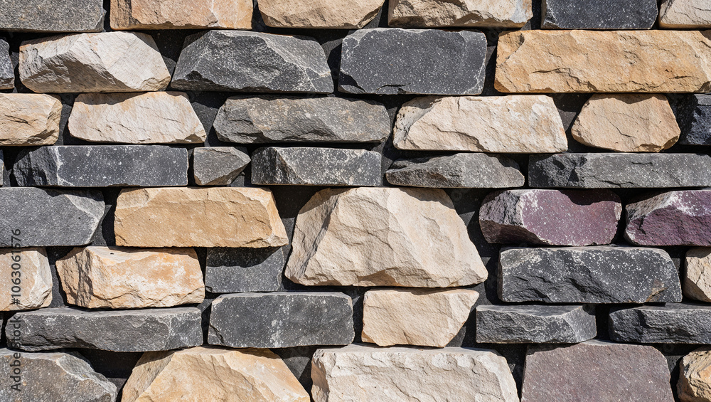 Rustic stacked stone wall blending textures and earth tones Rustic stacked stone wall blending textures and earth tones