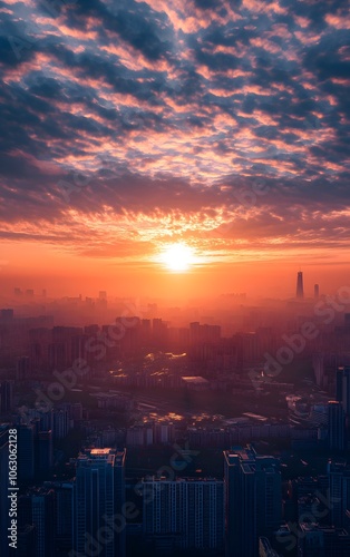 Bright sunrise over a cityscape, representing the dawn of a new era