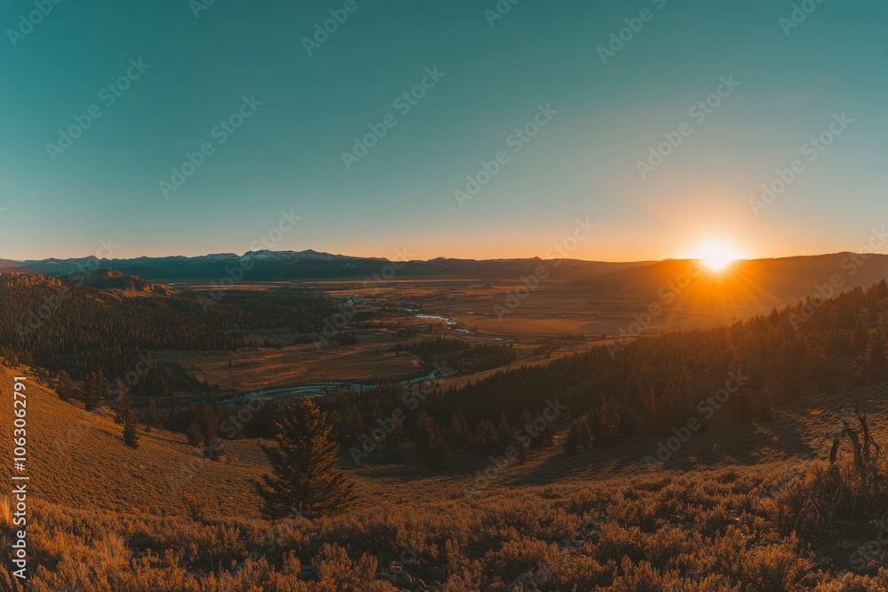 A majestic sunrise lights up a wide valley with clear skies, offering a spectacular view of nature’s grandeur. This captivating scene embodies inspiration and new beginnings. A majestic sunrise lights up a wide valley with clear skies, offering a spectacular view of nature’s grandeur. This captivating scene embodies inspiration and new beginnings.