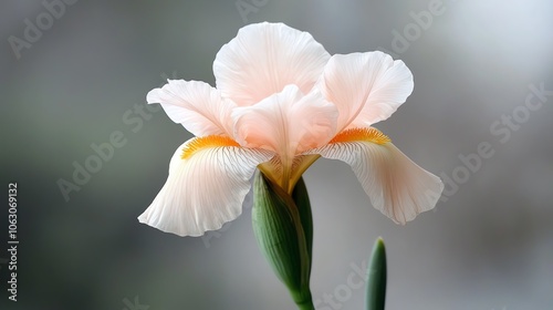 Detailed iris petal, high color contrast, dark bokeh photo