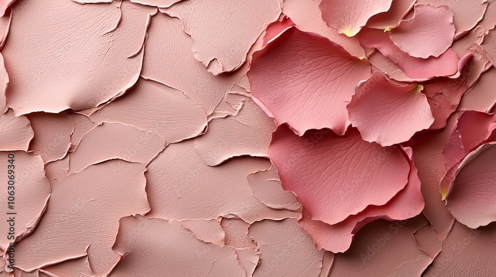 Extreme closeup of rose petal textures, fine detail, rich colors