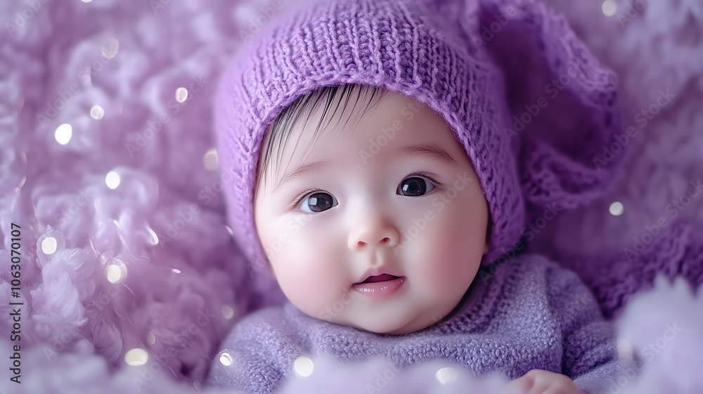 A baby girl with big brown eyes smiles at the camera. A baby girl with big brown eyes smiles at the camera.