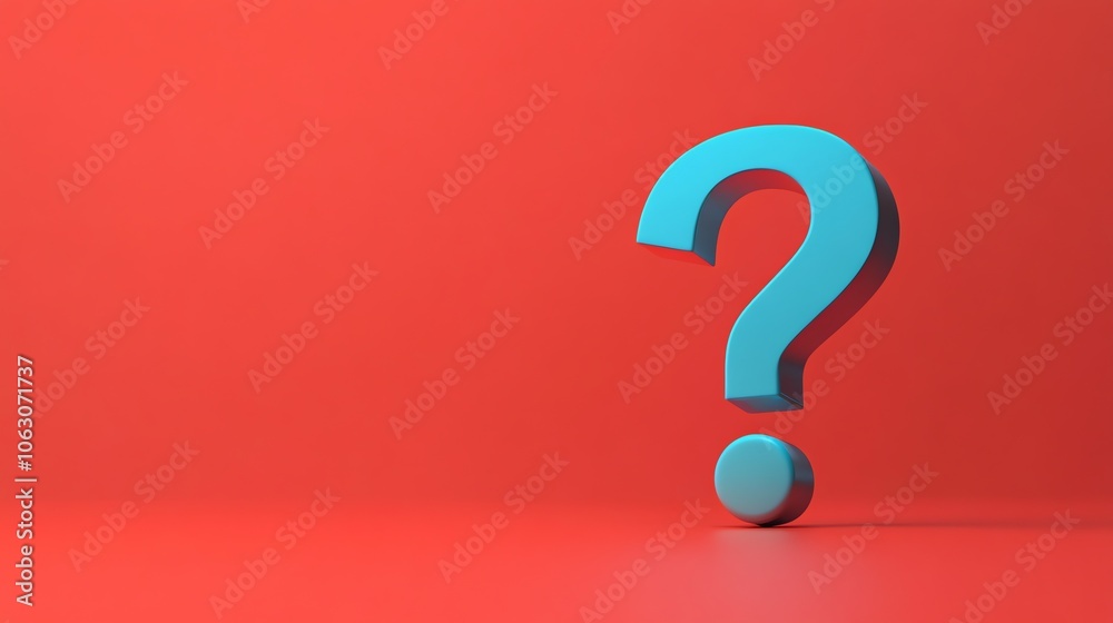 A large blue question mark on a red background. A large blue question mark on a red background.