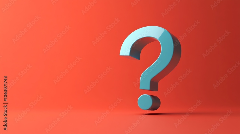 A large blue question mark on a red background. A large blue question mark on a red background.