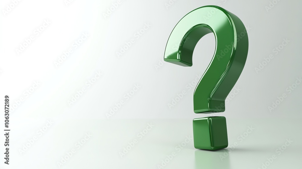 A large green question mark on a white background