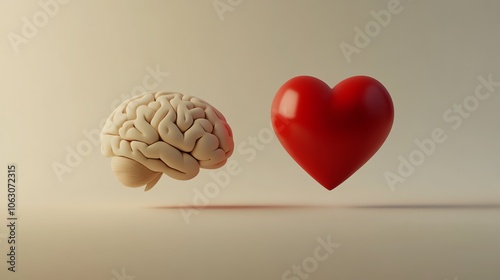 A red heart and a white brain sit side-by-side.