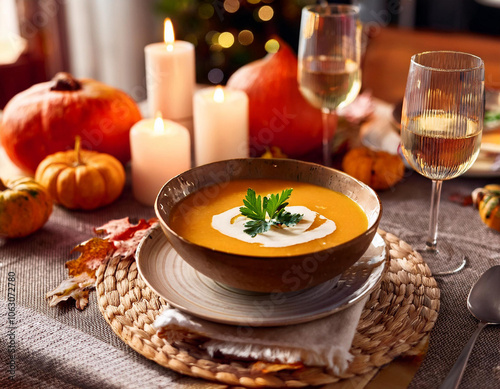 Festive Pumpkin Soup Dinner