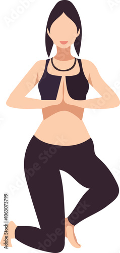 icona vettoriale di donna che pratica yoga in varie posizioni fondo trasparente editabile disegno piatto