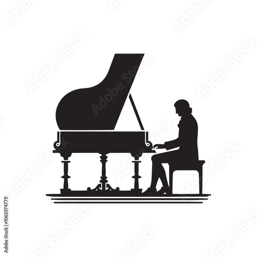 Harpsichord  Vector - Harpsichord illustration - Minimalist Harpsichord Silhouette.