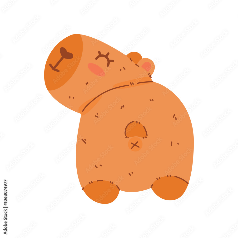 Flat vector illustration of cute capybara. Cartoon funny rodent. Adorable cute animal character. Vector illustration on white background. Flat vector illustration of cute capybara. Cartoon funny rodent. Adorable cute animal character. Vector illustration on white background.