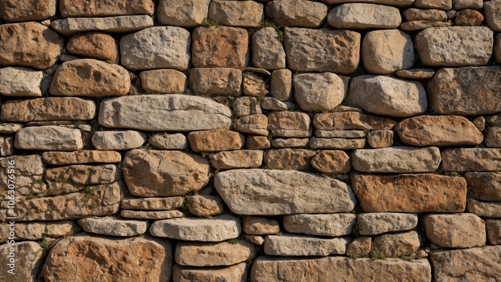 Obraz premium Rustic Stone Wall in Italy with Weathered Texture