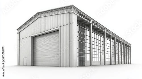 Modern Industrial Warehouse Building Render