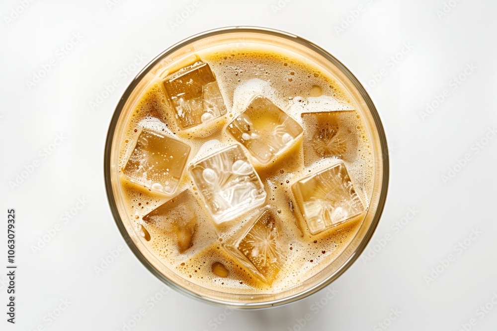 3D Iced Coffee in Top-Down View

