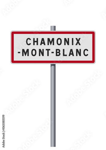 Panneau d'entrée de la commune de Chamonix Mont-Blanc (Haute-Savoie) en vectoriel