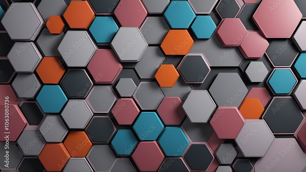 Gradient Hexagonal Background with Mixed Colorful Hexagons
